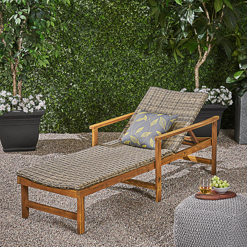 Chaise longue avec dossier réglable, Naturel