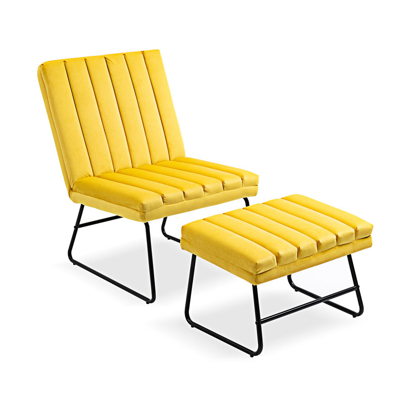 Ensemble de chaises rembourrées Modern, Velours jaune