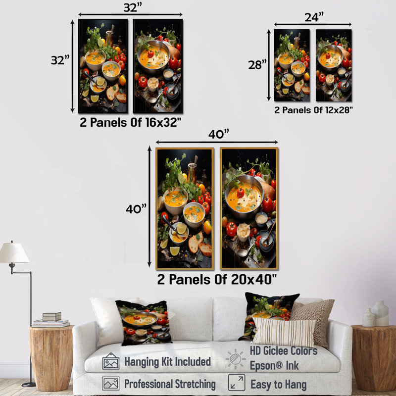 Soup Wholesome Medley - Ensemble de 2 reproductions d'art mural, Toile tendue, H 28 po x l 25 po