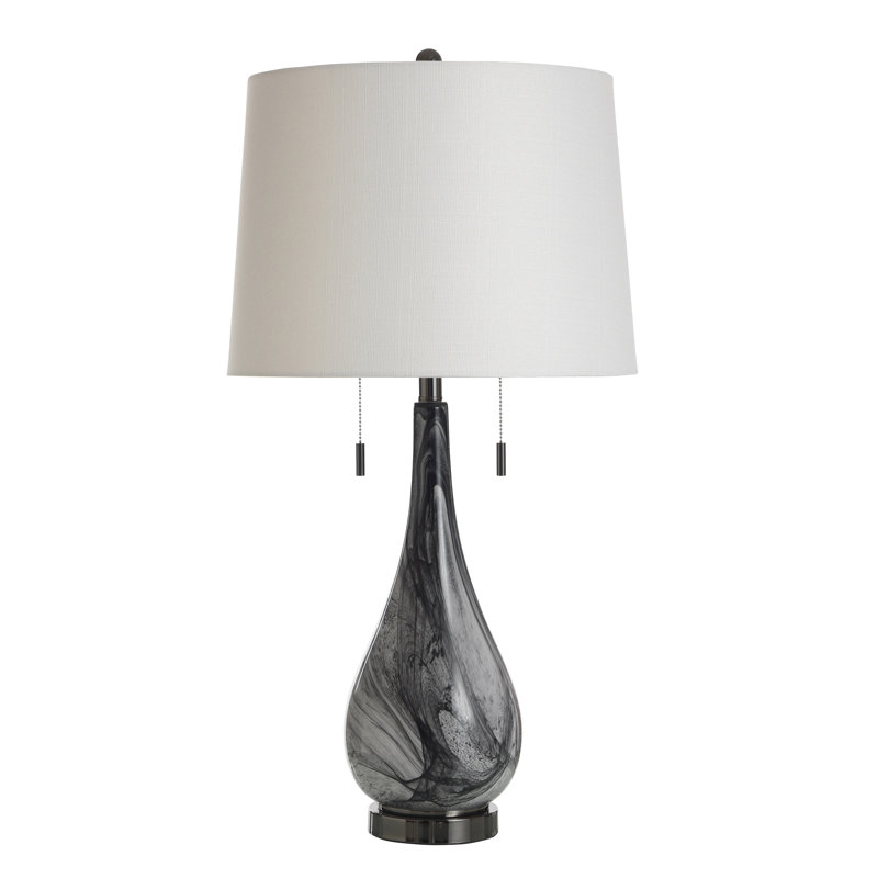 Lampe de table simple en verre - Argent Suniva - Abat-jour blanc