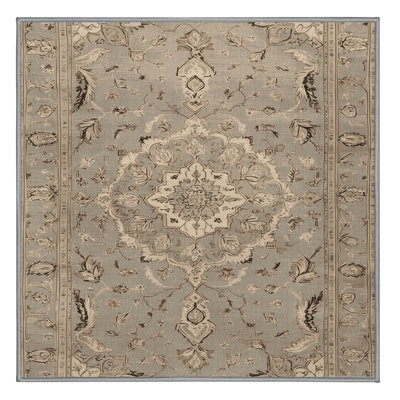 Tapis gris Tabriz lavable à la machine