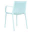 Fauteuils empilables modernes en plastique bleu, construction en polypropylène résistant aux intempéries, dossier à lattes, montage facile, adaptés à la décoration de jardin et de balcon (lot de 4), grande capacité de charge, légers, pour bord de piscine