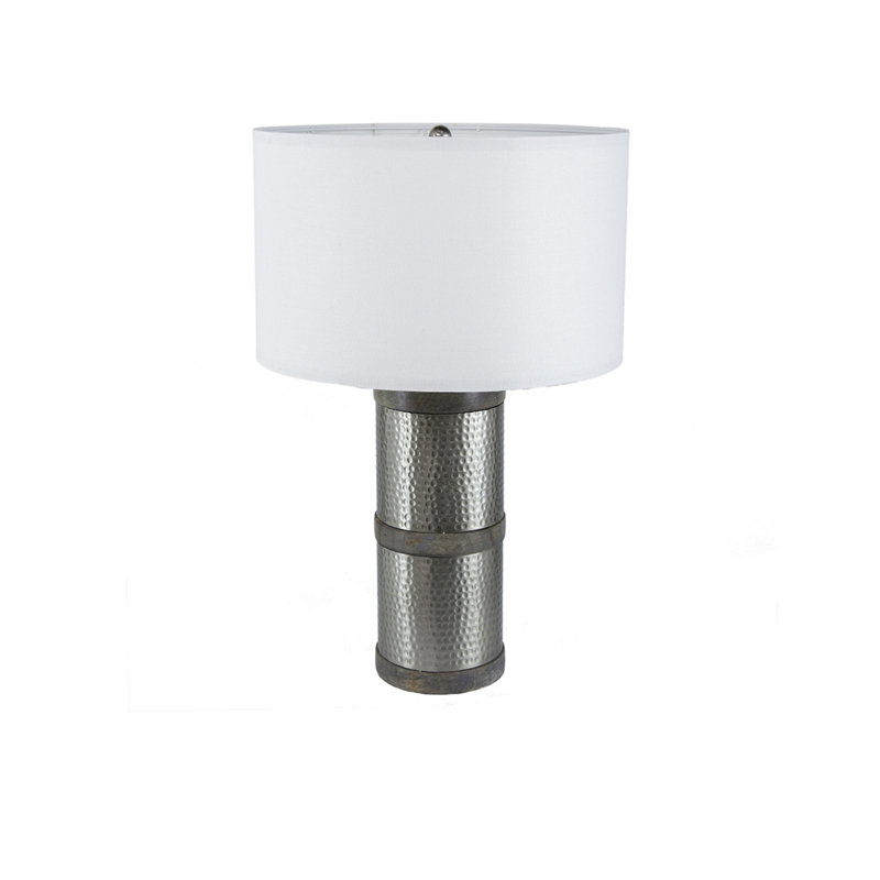 Lampe de table avec abat-jour en tissu blanc (l'abat-jour requiert un assemblage automatique)