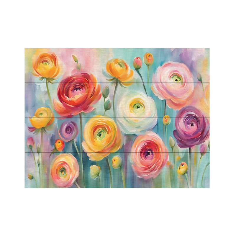 Tina Lavoie Springtime Garden Wood Slat Art, H 18 po x l 22 po
