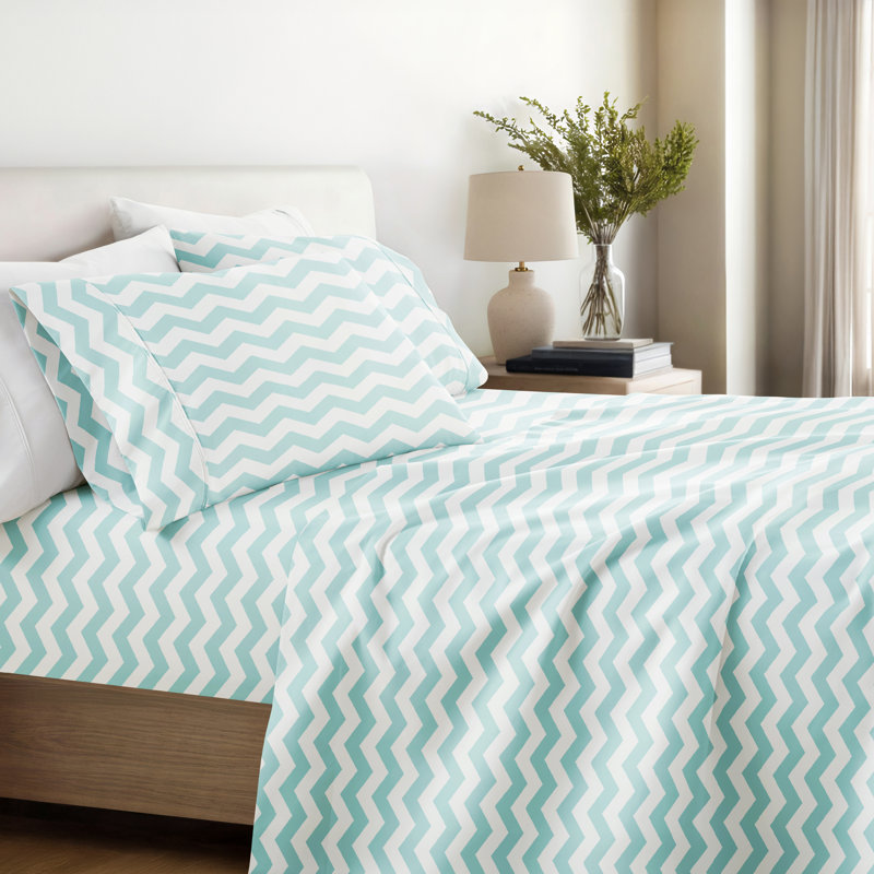 Simply Soft™ Arrow Pattern Microfiber Sheet Set, Full Sheet Set + Fitted Sheet + 2 Pillowcases, Turquoise