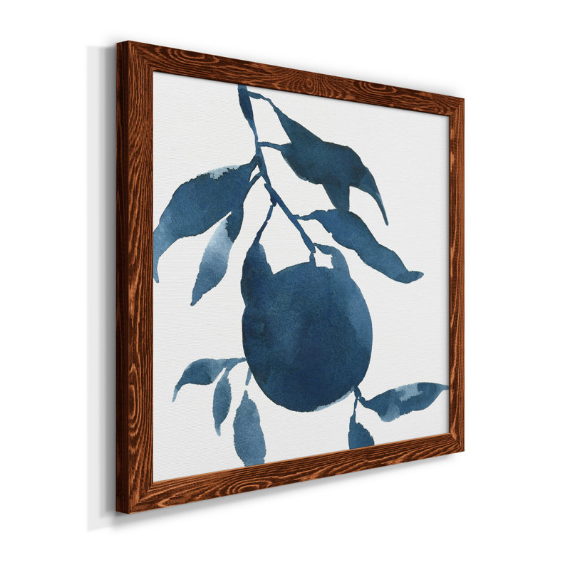 Indigo Oranges III - Toile encadrée de qualité supérieure - prête à être accrochée, H 35,5 po x l 35,5 po x P 1,5 po