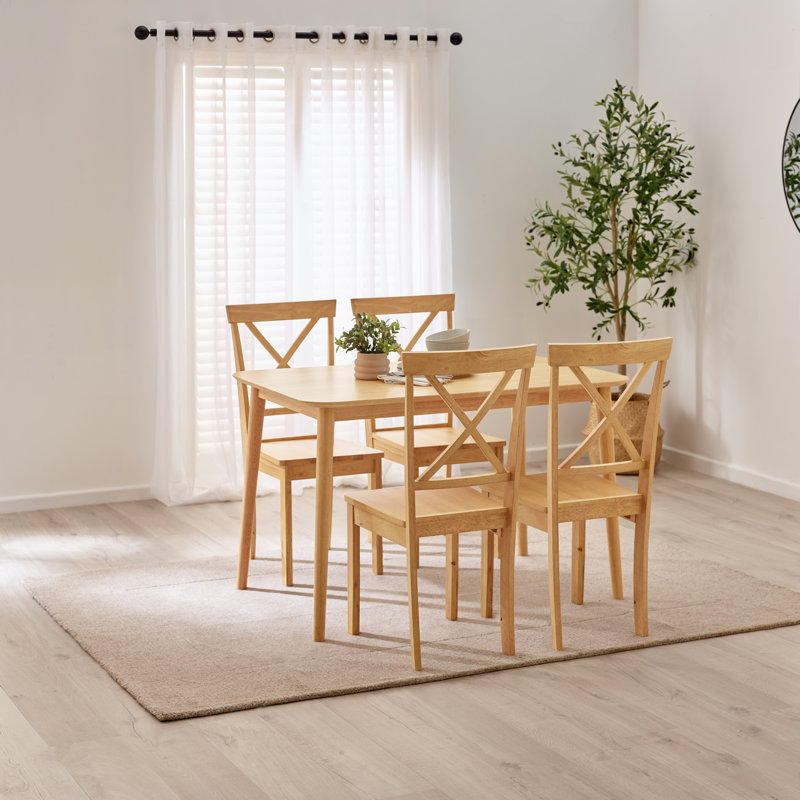 Drea Wooden Dining Table Set with 4 Soild Wood Dining Chairs - Traditional Farmhouse Kitchen Style