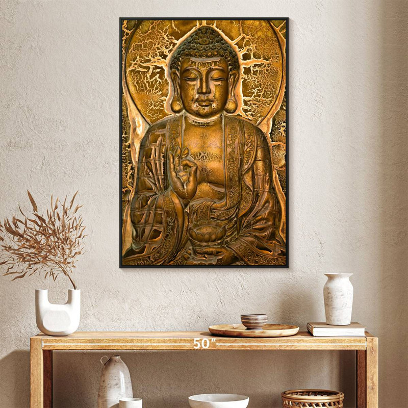 Buddha Mural, Floating Frame Black, 27" X 40"