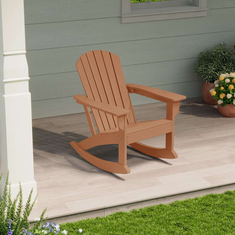 Chaise Adirondack berçante en PEHD Altura, Teck