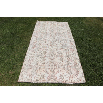 Antique Oushak Turkish Rug - Vintage Beige Area Rug for Kitchen and Dining Room Decor