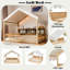 Lit en bois avec auvent, 3 étagères de rangement et lumière DEL-530355334