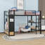 Lit mezzanine en métal avec 2 tiroirs, tablettes et panneaux perforés-132129066
