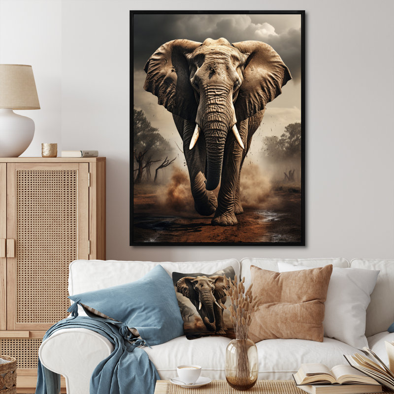 «Dawone African Elephant Race Elegance I», reproduction sur toile, Cadre flottant noir, H 44 po x l 34 po x P 1,5 po