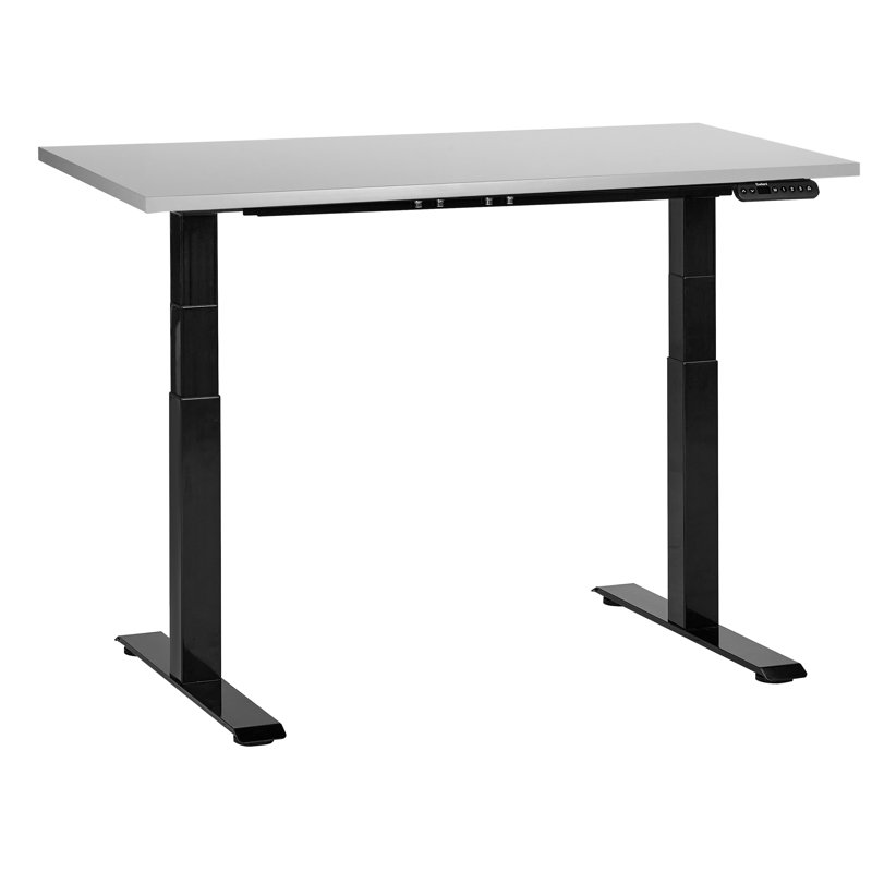 Luff Adjustable Metal Base Standing Desk, 128cm H x 120cm W x 72cm D, Grey, Black