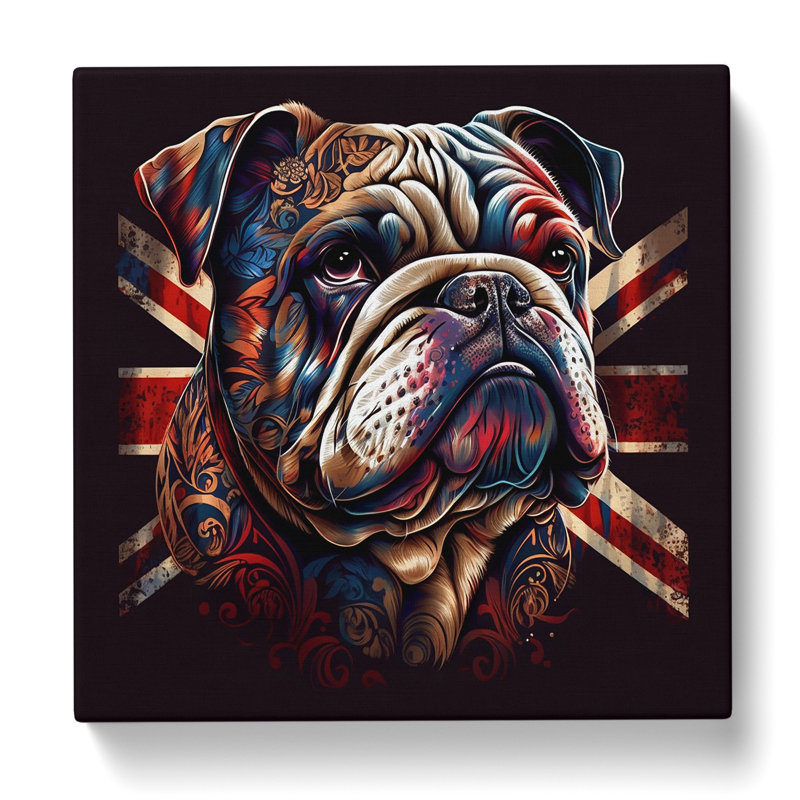 British Bulldog Ornamental Art - Wrapped Canvas, 50cm H x 50cm W x 3cm D