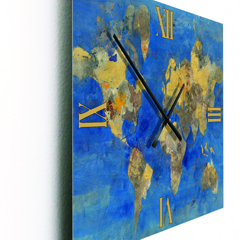 Golden Glam World Map - Horloge murale Glam, Grand