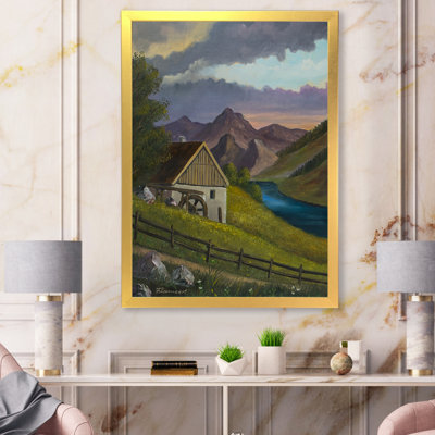 «Mountain Landscape With An Old Mill At A River», reproduction sur toile