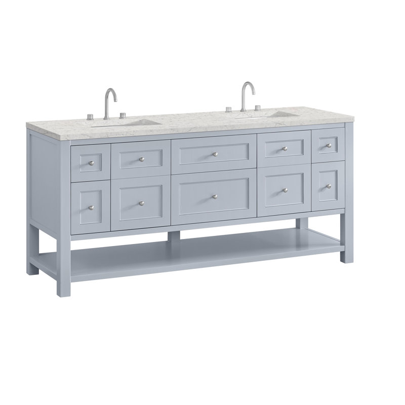 Breckenridge 72'' W Double Vanity, Serenity Blue, Eternal Jasmine Pearl