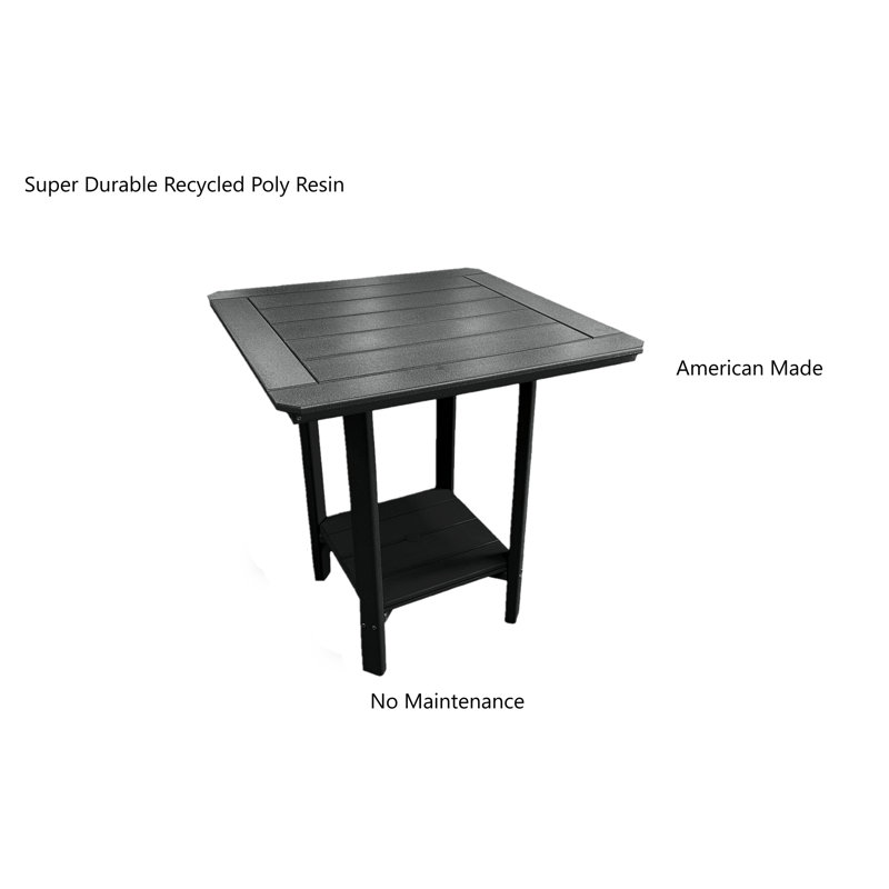Phat Tommy Square Pub Table, Black