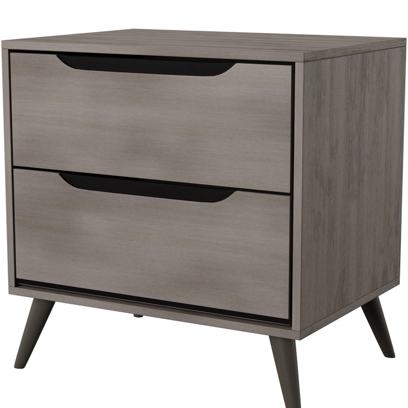 Table de chevet 2 tiroirs Haubrich, gris