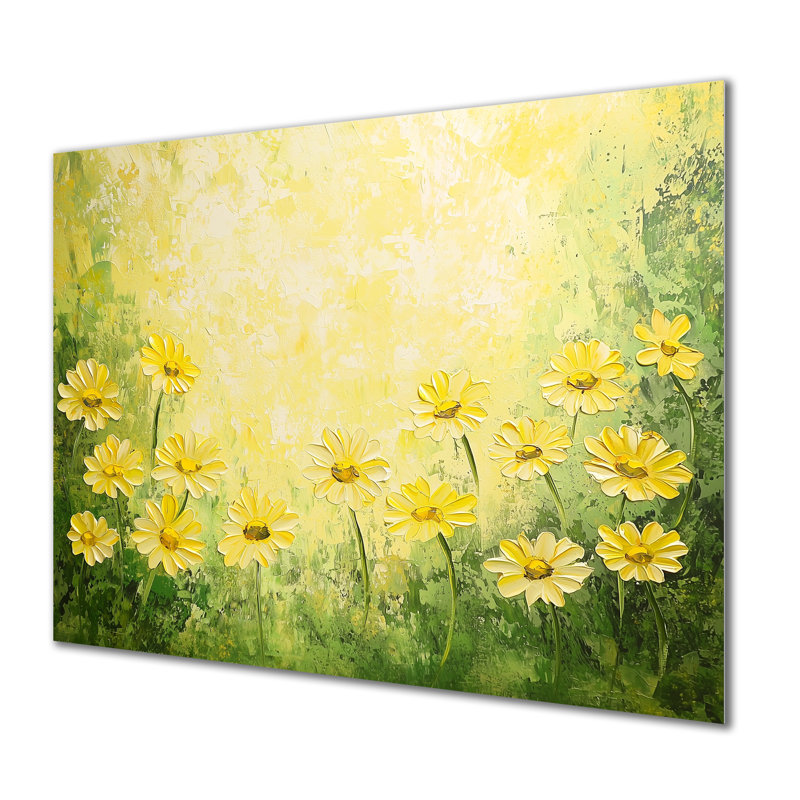 «Country Charm Sunrise Daisy Glow I - Daisies», impression murale en métal, H 12 po x l 20 po x P 0,84 po