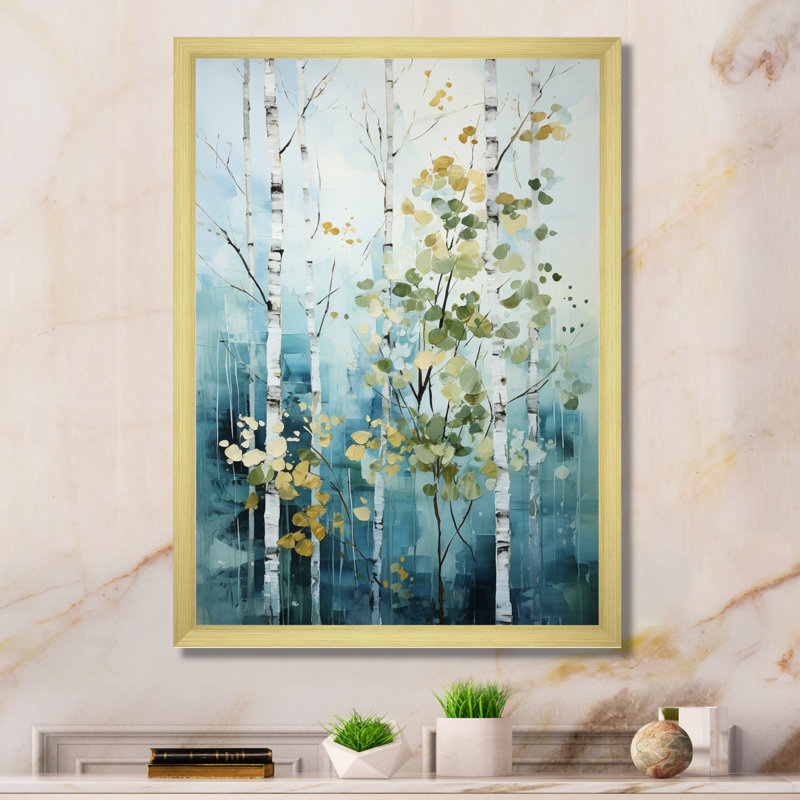 Reproduction d'art sur toile, Hawaii Birch Woods Whispering Winds III, H 40 po x l 30 po x P 1,5 po, Encadrement doré