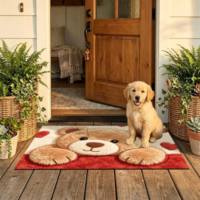  Tapis d'entrée antidérapant pour l'intérieur, 16 po x 24 po, pelucheux ours