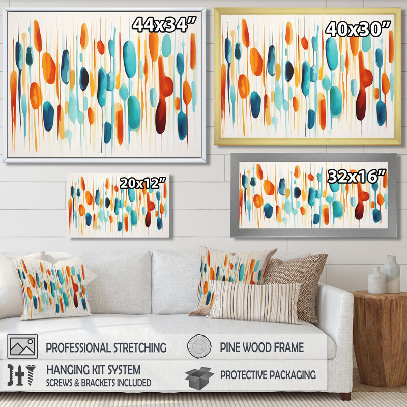 «Walking In The Autumn Woods - Abstract Wall Art Living Room», Toile avec cadre flottant noir, H 12 po x l 20 po x P 1 po
