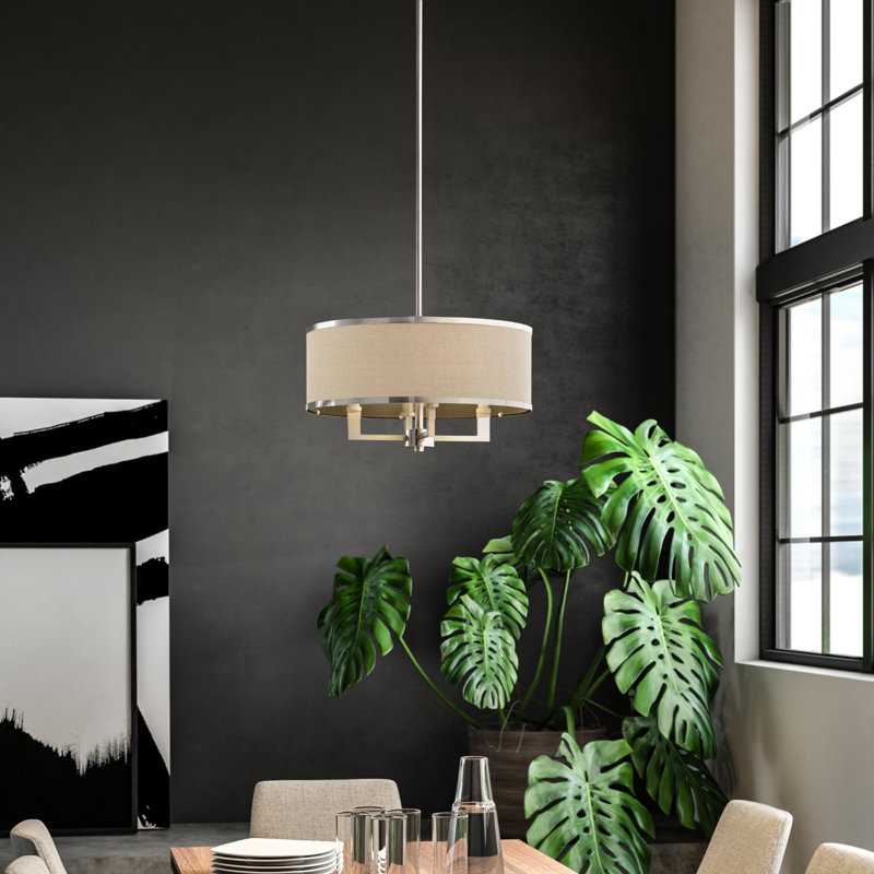 Berthine 4 - Light Dimmable Chandelier, Black, Brushed Nickel
