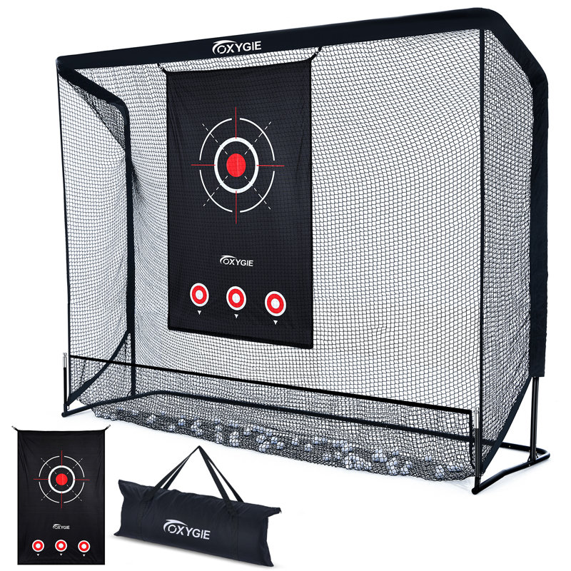 Filet d'entraînement de golf portatif de 3 m x 2,3 m avec cible en toile, cibles de chipping, zone de récupération des balles et sac de transport pour l'entraînement à l'intérieur et à l'extérieur