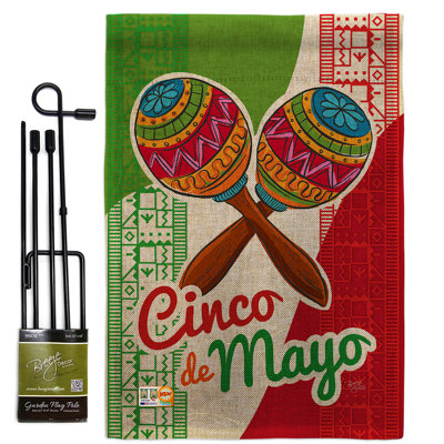 Maracas cinco de mayo 2 côtés polyester 18,5 x 13 po ensemble de drapeau