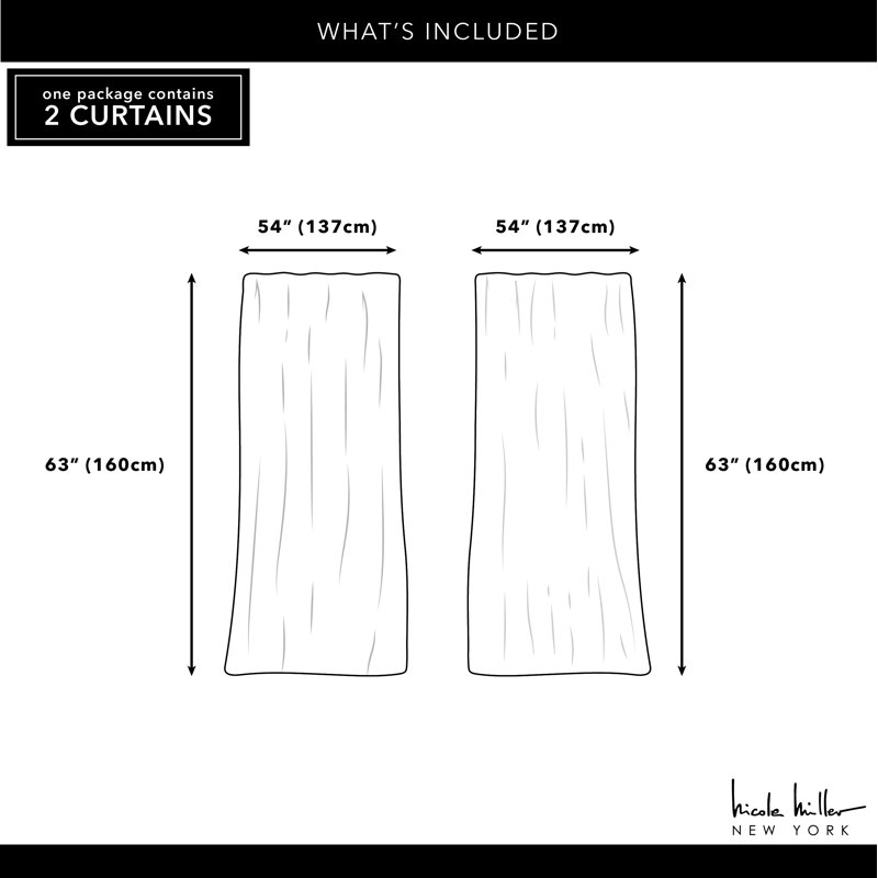 Nicole Miller New York Dara Light Filtering, Semi Sheer Rod Pocket Curtain Panels, Gold, 54" W x 63" L