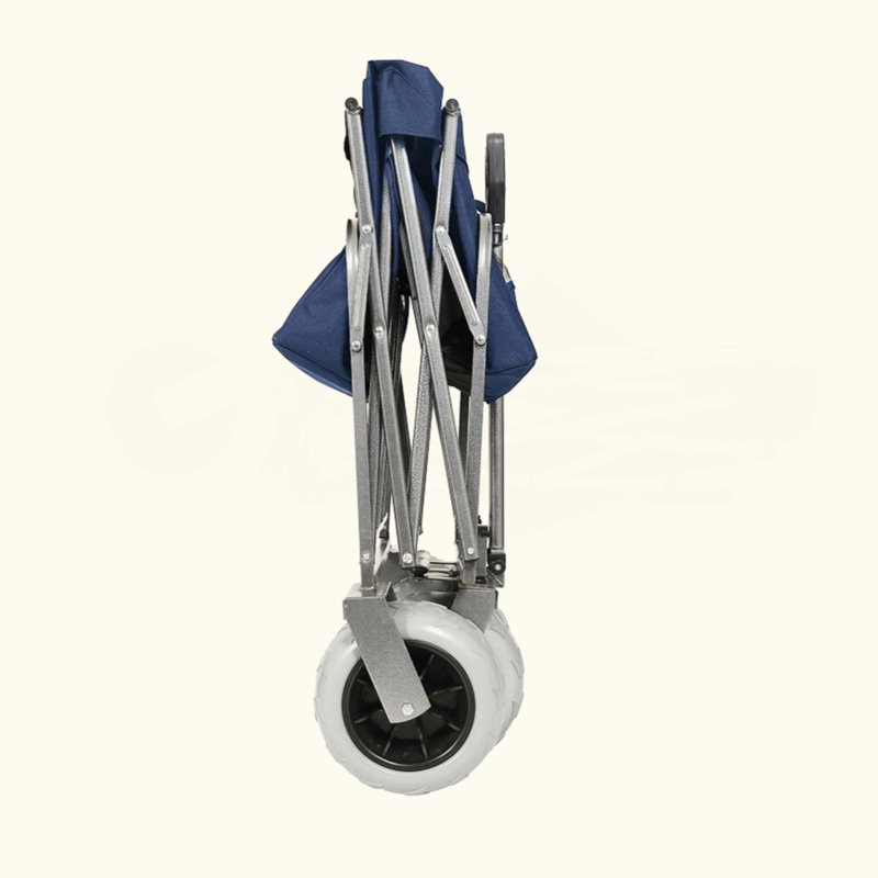 Chariot de plage avec de grandes roues pour le sable Capacité de 500 lb - Chariot utilitaire à structure en acier tout-terrain de conception brevetée avec pneus pliables de 9 po avec sangle pliable avec sac multiusage