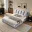 Structure de lit tapissier très grand, style minimaliste moderne avec tête de lit éponge compressée dodue, velours brillant et repose-pieds robuste-731593557