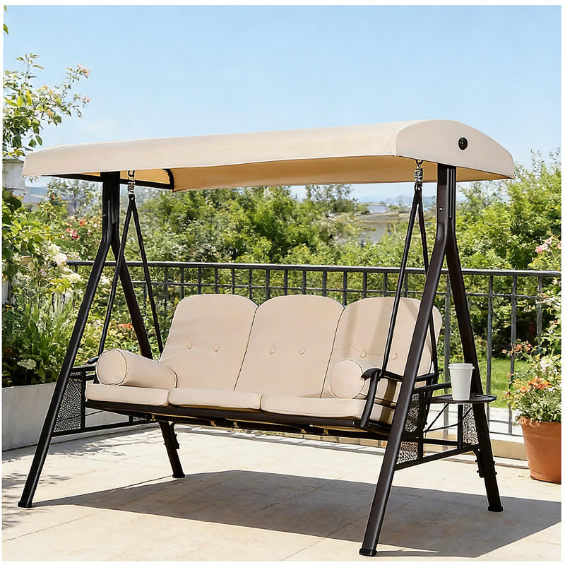 Balancelle de patio 3 places, Beige