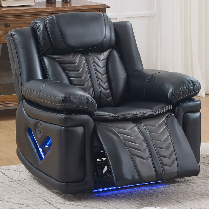 Canapé inclinable électrique avec porte-gobelet et recharge USB, Black Fabric