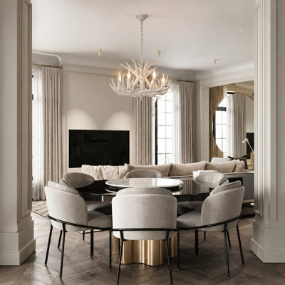 Brenton Eclectic 6 Light White Antler Chandelier