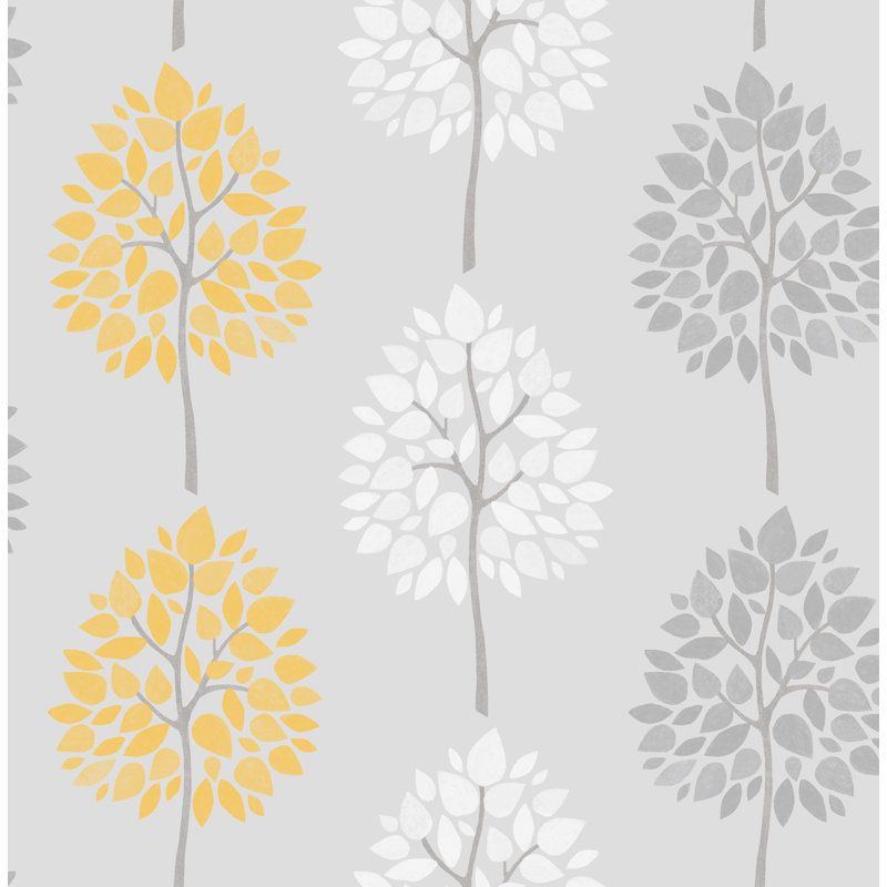 Geinbow 10m x 52cm Wallpaper Roll, Grey/Yellow