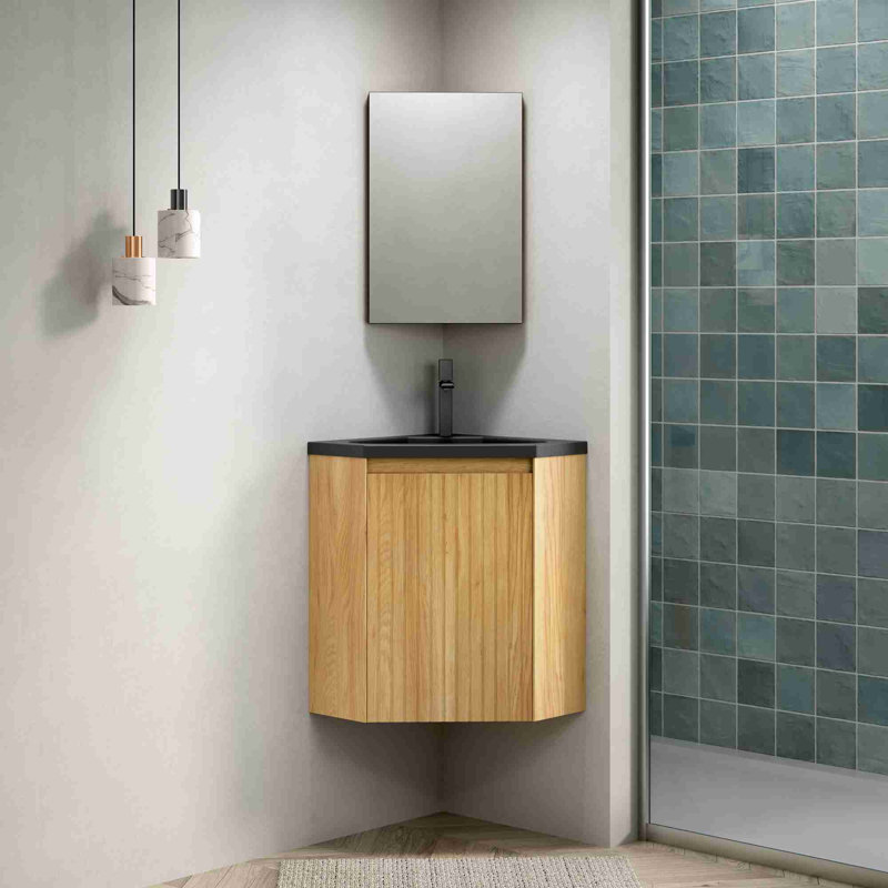 Bathroom Vanity with Wall-Mounted Corner Design