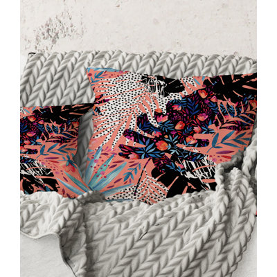 Carré, patchwork floral tropical II - Coussin décoratif imprimé tropical