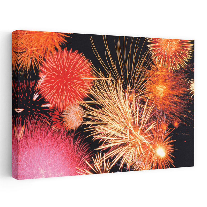 Feux d'artifice, art contemporain abstrait, H 16 po x l 24 po