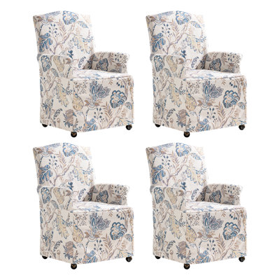Gatlinburg 26''W Traditional Slipcovered Dining Chair with Hooded Caster Wheels