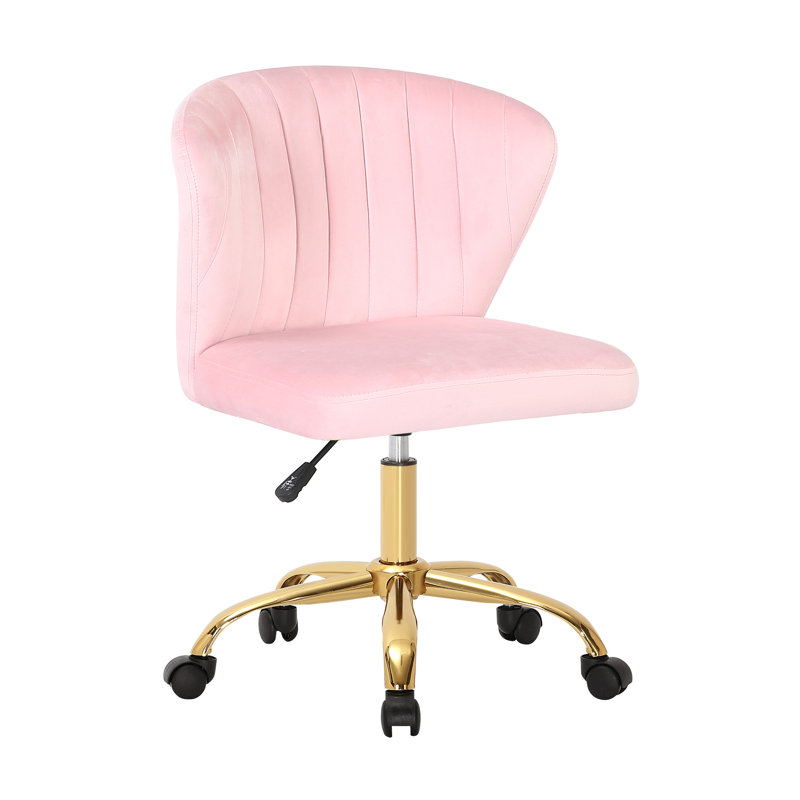 Benzonia Velvet Office Chair, Pink