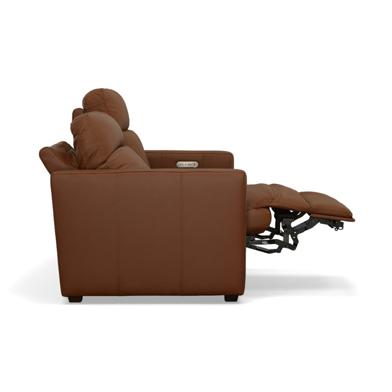 Causeuse inclinable rembourrée 57 po Broadway, Similicuir cannelle