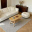 Table basse en bois massif - Table basse centrale en bois à 2 niveaux avec tablette de rangement pour salon, appartement et bureau