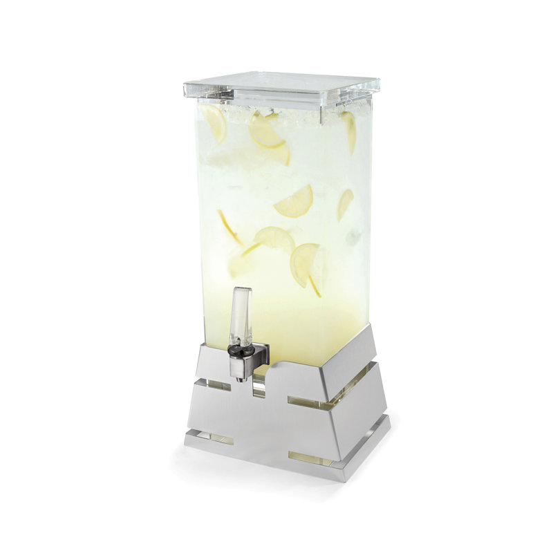 Carré 128 oz Distributeur de boissons, Acier inoxydable, H 23,5 po x l 9 po x P 11,65 po