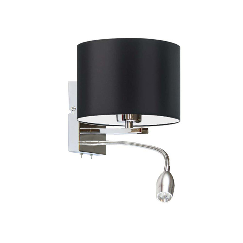 Audreigh Steel LED Armed Sconce, Chrome, Black