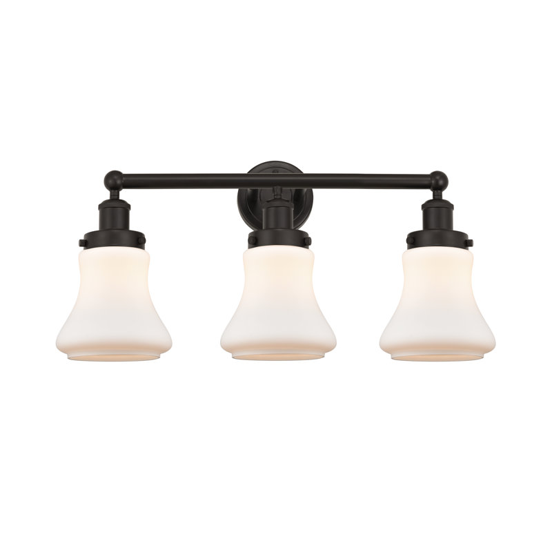 Éclairage pour meuble-lavabo à 3 lumières à intensité variable Asadbek, Blanc mat, Bronze huilé