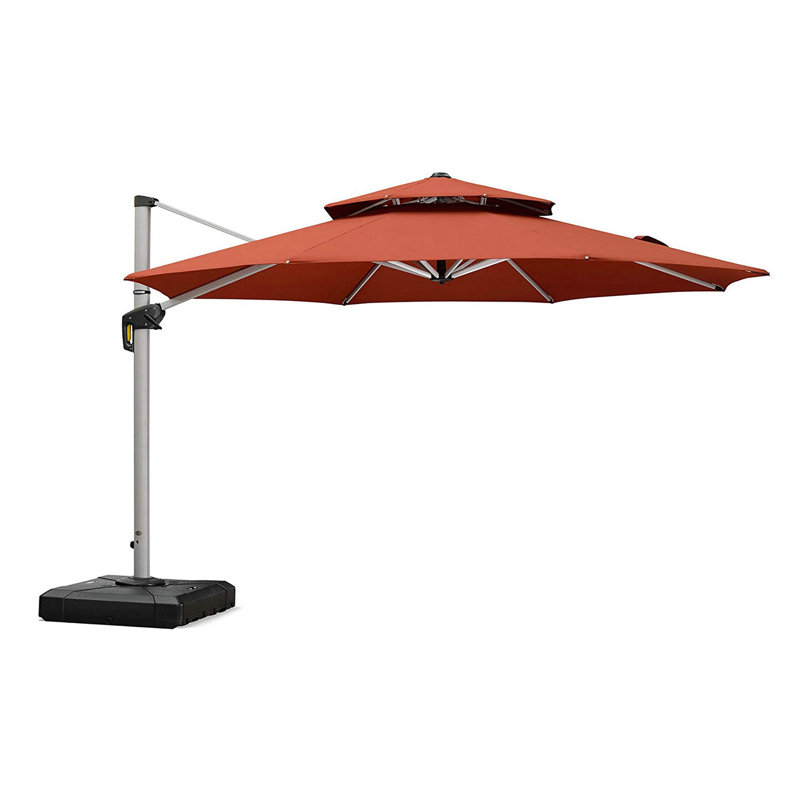 Leeven 3.65m Cantilever Parasol With Base, Brick Red