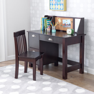 Children's Wooden Study Desk with Chair, Espresso